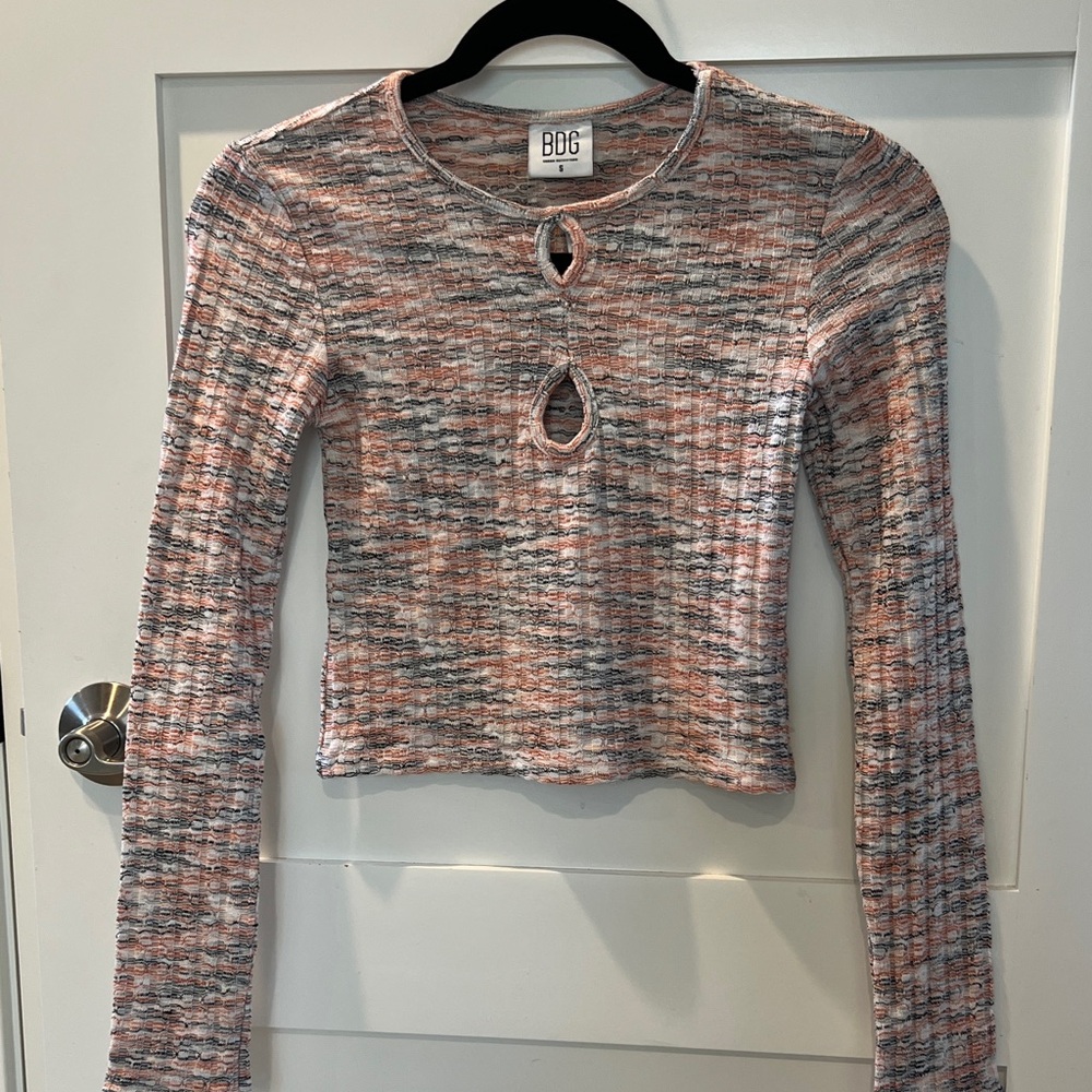 BDG Women's coral and Gray Long Sleeve Top